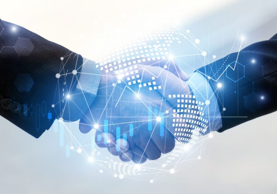 Business,Man,Handshake,With,Effect,Global,World,Map,Network,Link